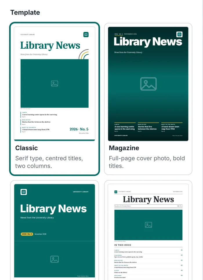 Templates on the Design tab