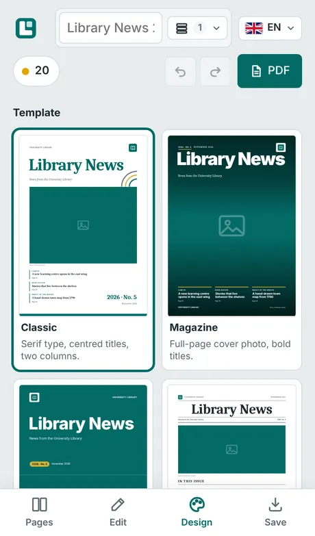 Design view on a phone