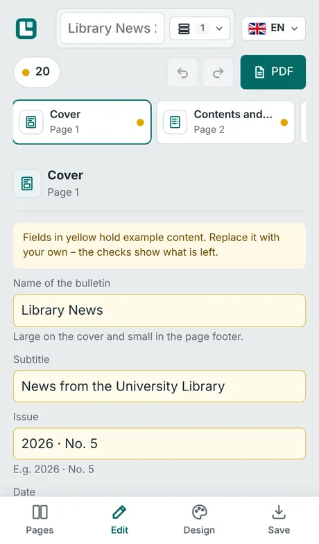 Edit view on a phone