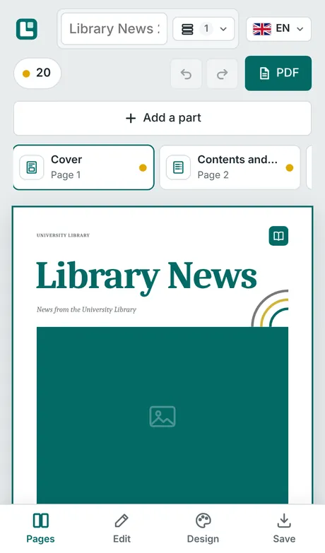 Pages view on a phone